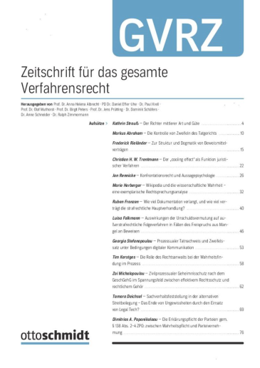  Zeitschrift für das gesamte Verfahrensrecht (GVRZ)