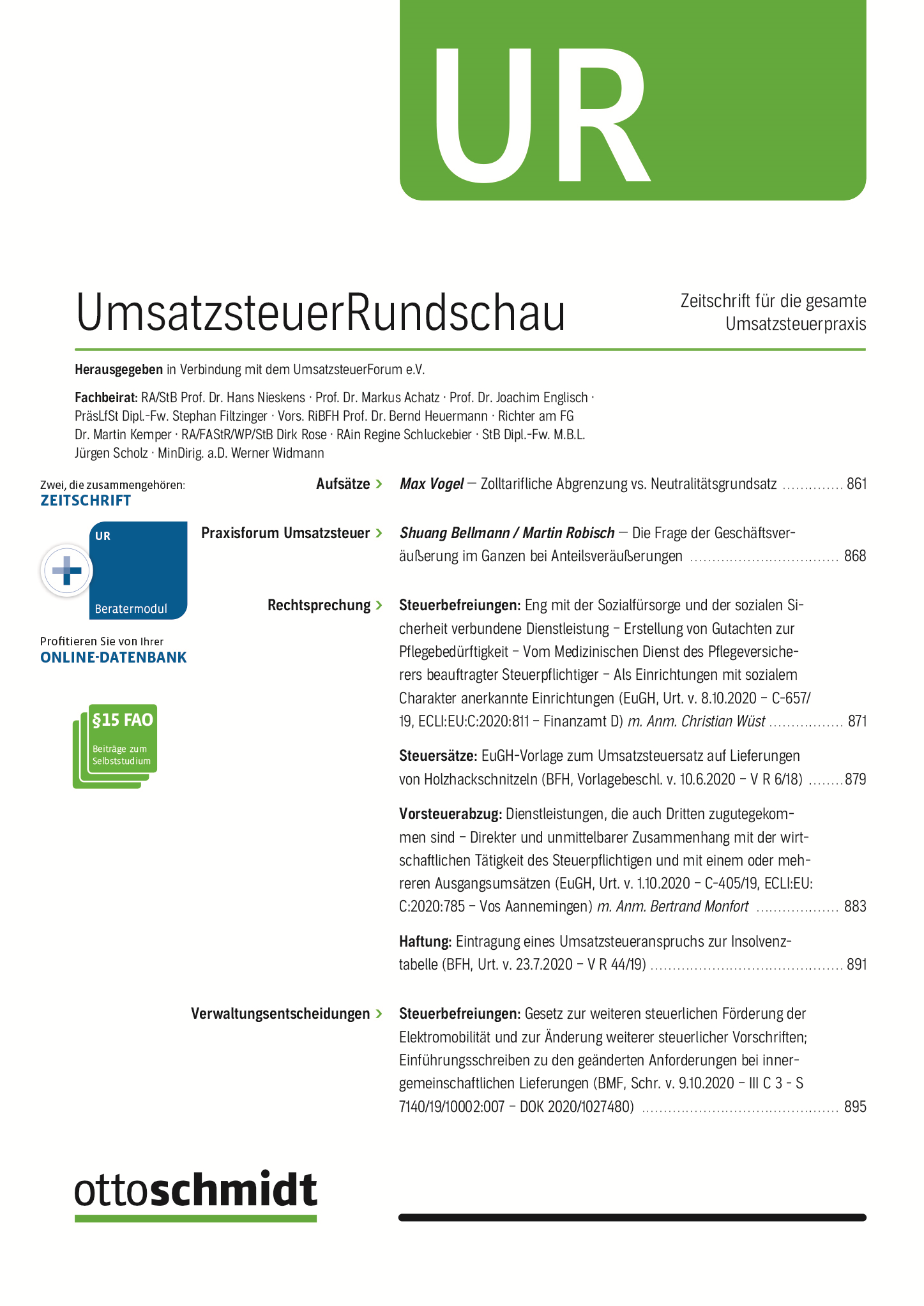 Abbildung: Umsatzsteuer-Rundschau (UR)